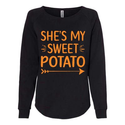 Thanksgiving Matching Couple She's My Sweet Potato I Yam Set Womens California Wash Sweatshirt