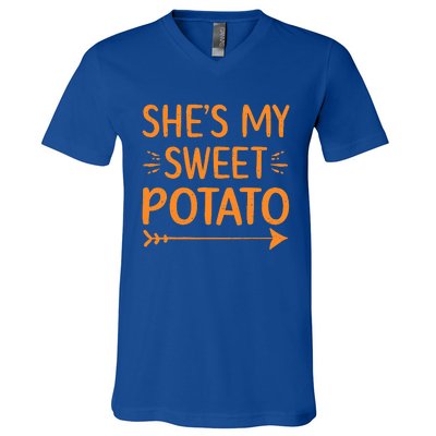 Thanksgiving Matching Couple She's My Sweet Potato I Yam Set V-Neck T-Shirt