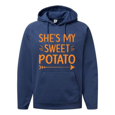 Thanksgiving Matching Couple She's My Sweet Potato I Yam Set Performance Fleece Hoodie