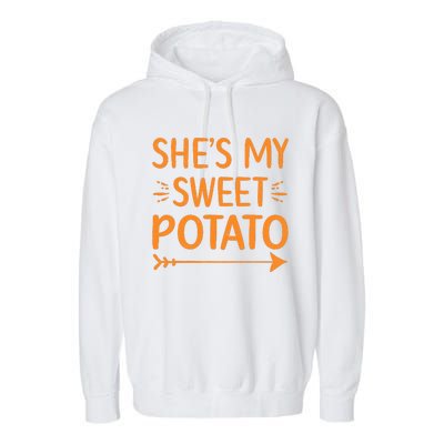 Thanksgiving Matching Couple She's My Sweet Potato I Yam Set Garment-Dyed Fleece Hoodie