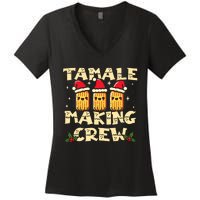 Tamale Making Crew Tamale Season Funny Mexican Christmas Women's V-Neck T-Shirt