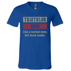 Triathlon Mom Definition Proud Triathlon Mom Funny Gift Funny Gift V-Neck T-Shirt