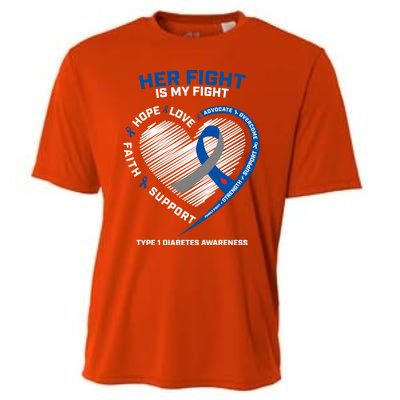 T1d Mom Dad Her Fight Is My Fight Type 1 Diabetes Awareness Gift Cooling Performance Crew T-Shirt