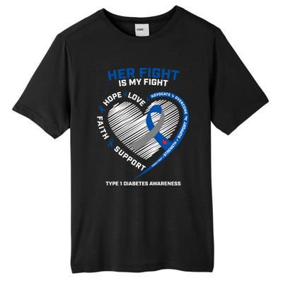 T1d Mom Dad Her Fight Is My Fight Type 1 Diabetes Awareness Gift Tall Fusion ChromaSoft Performance T-Shirt