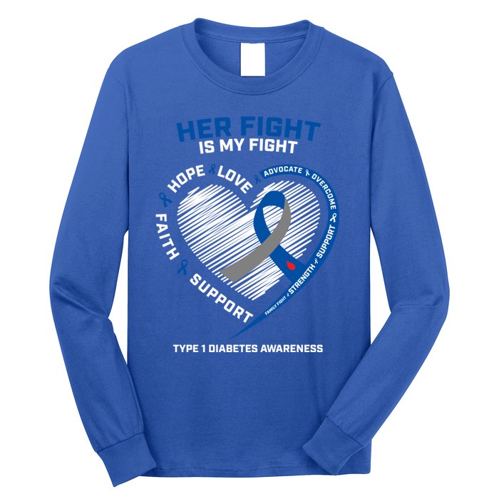 T1d Mom Dad Her Fight Is My Fight Type 1 Diabetes Awareness Gift Long Sleeve Shirt