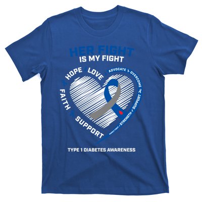 T1d Mom Dad Her Fight Is My Fight Type 1 Diabetes Awareness Gift T-Shirt