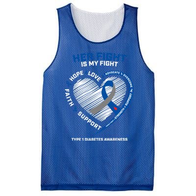 T1d Mom Dad Her Fight Is My Fight Type 1 Diabetes Awareness Gift Mesh Reversible Basketball Jersey Tank