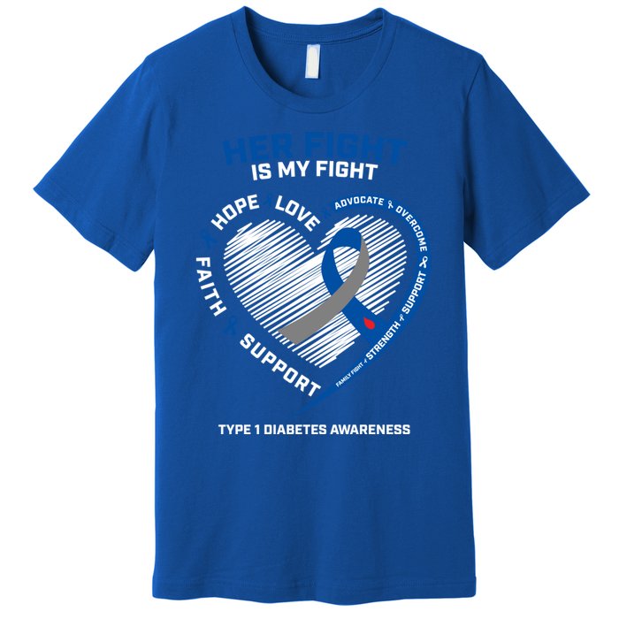 T1d Mom Dad Her Fight Is My Fight Type 1 Diabetes Awareness Gift Premium T-Shirt