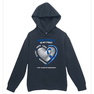 T1d Mom Dad Her Fight Is My Fight Type 1 Diabetes Awareness Gift Urban Pullover Hoodie