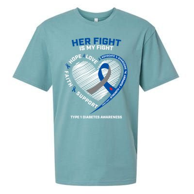 T1d Mom Dad Her Fight Is My Fight Type 1 Diabetes Awareness Gift Sueded Cloud Jersey T-Shirt