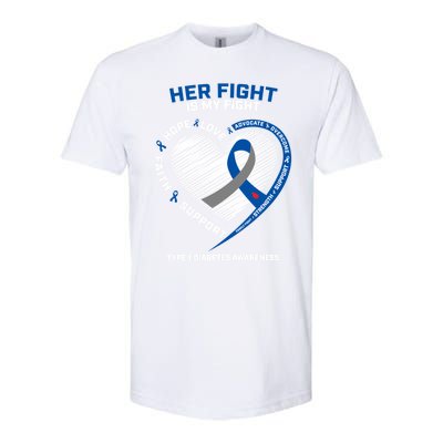 T1d Mom Dad Her Fight Is My Fight Type 1 Diabetes Awareness Gift Softstyle® CVC T-Shirt