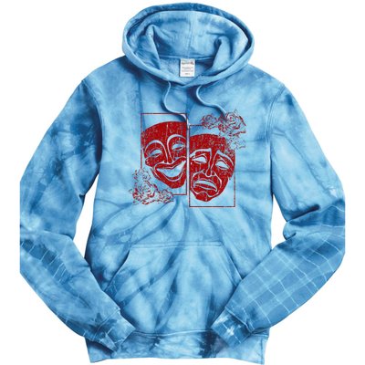 Theater Mask Drama Comedy Soft Grunge Red Roses Aesthetic Tie Dye Hoodie