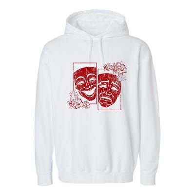 Theater Mask Drama Comedy Soft Grunge Red Roses Aesthetic Garment-Dyed Fleece Hoodie