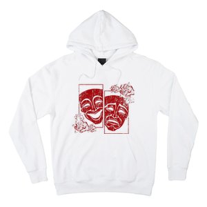 Theater Mask Drama Comedy Soft Grunge Red Roses Aesthetic Hoodie