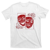 Theater Mask Drama Comedy Soft Grunge Red Roses Aesthetic T-Shirt