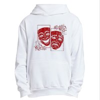 Theater Mask Drama Comedy Soft Grunge Red Roses Aesthetic Urban Pullover Hoodie