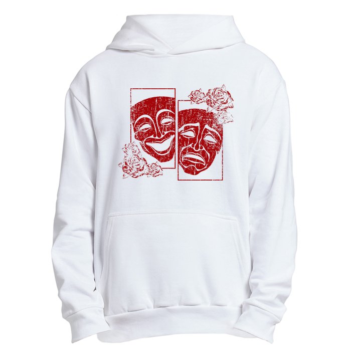 Theater Mask Drama Comedy Soft Grunge Red Roses Aesthetic Urban Pullover Hoodie