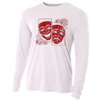 Theater Mask Drama Comedy Soft Grunge Red Roses Aesthetic Cooling Performance Long Sleeve Crew