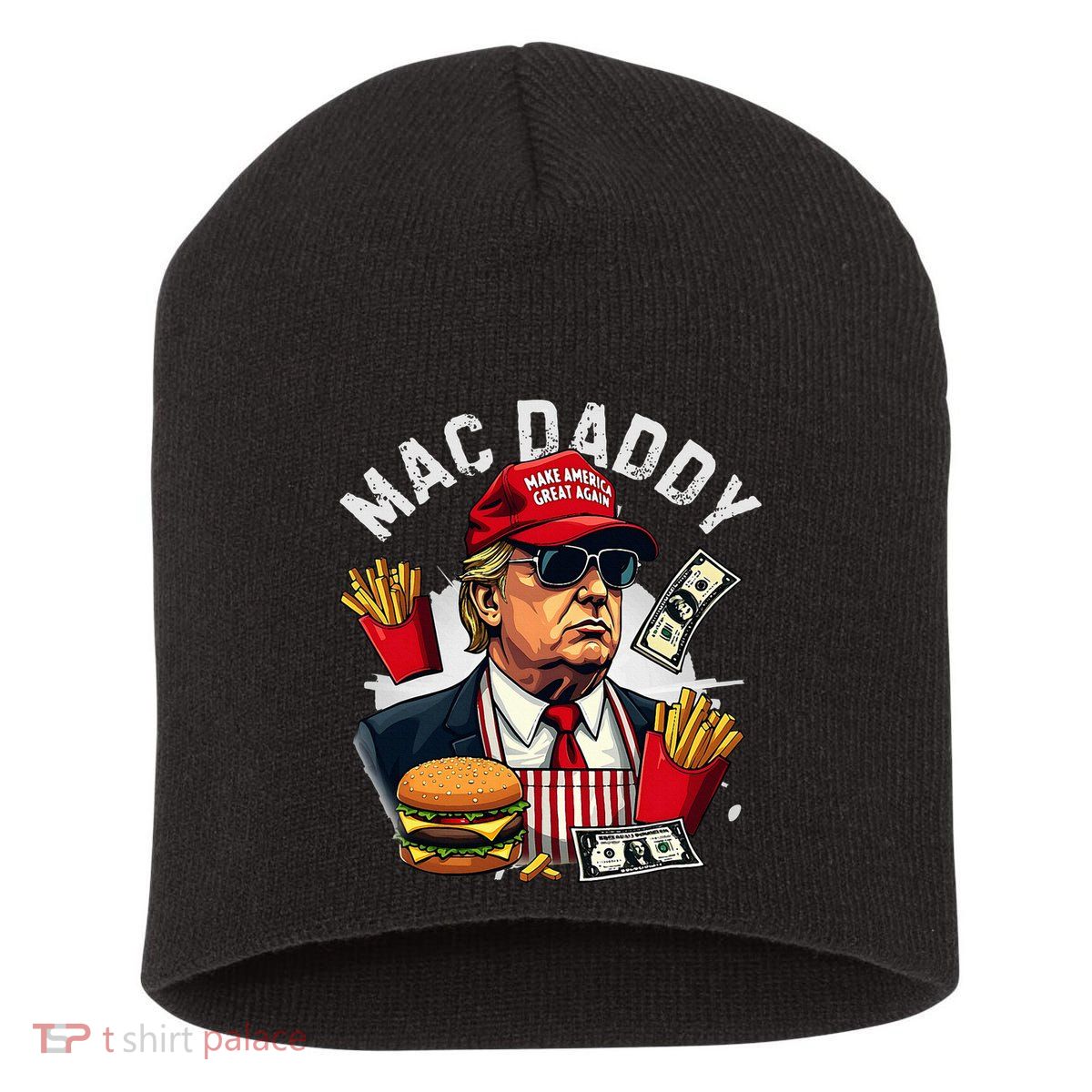 Trump Mac Daddy Fast Food Hamburger French Fries Short Acrylic Beanie