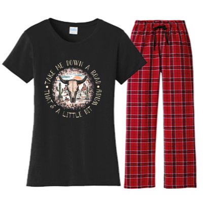 Take Me Down A Road Thats A Little Bit Windy Western Deserts Women's Flannel Pajama Set