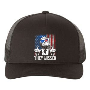 They Missed Donald Trump Shot Trump 2024 Us American Flag Yupoong Adult 5-Panel Trucker Hat