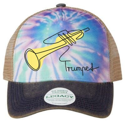 Trumpet Musician Design One Line Trumpet Legacy Tie Dye Trucker Hat