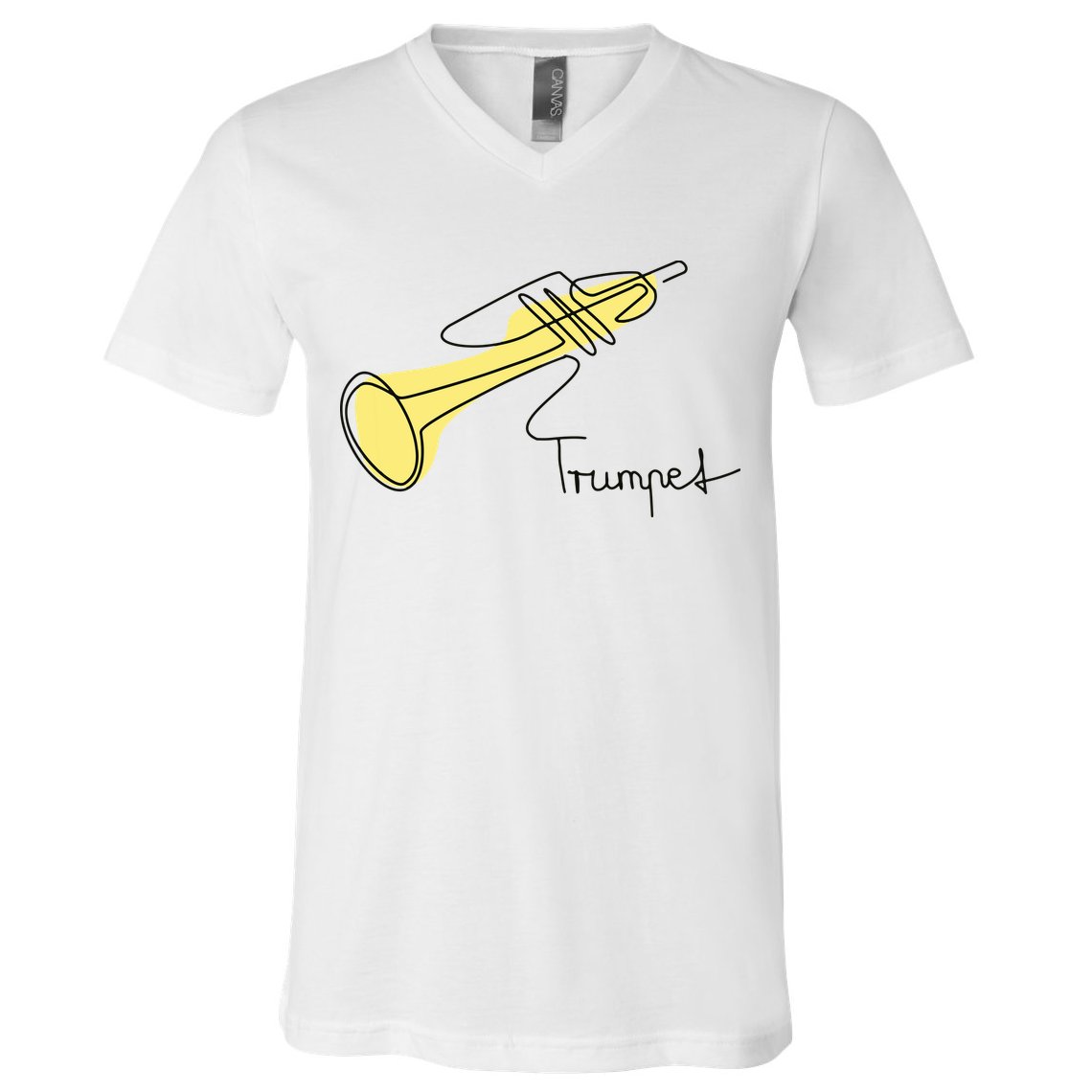 Trumpet Musician Design One Line Trumpet V-Neck T-Shirt