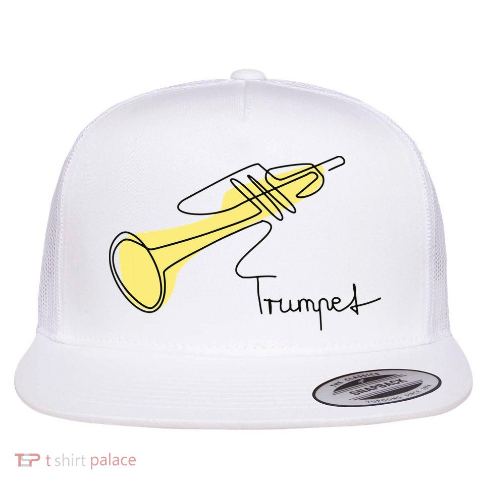 Trumpet Musician Design One Line Trumpet Flatbill Hat