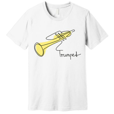 Trumpet Musician Design One Line Trumpet Premium T-Shirt
