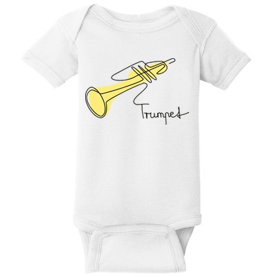 Trumpet Musician Design One Line Trumpet Baby Bodysuit