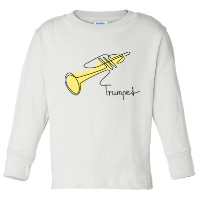 Trumpet Musician Design One Line Trumpet Toddler Long Sleeve Shirt