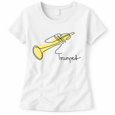Trumpet Musician Design One Line Trumpet Womens T-Shirt