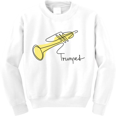 Trumpet Musician Design One Line Trumpet Kids Sweatshirt