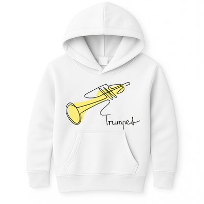 Trumpet Musician Design One Line Trumpet Kids Hoodie