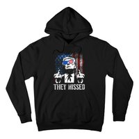 They Missed Donald Trump Shot Trump 2024 Us American Flag Hoodie