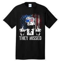 They Missed Donald Trump Shot Trump 2024 Us American Flag Tall T-Shirt