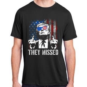 They Missed Donald Trump Shot Trump 2024 Us American Flag Adult ChromaSoft Performance T-Shirt