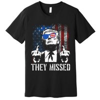 They Missed Donald Trump Shot Trump 2024 Us American Flag Premium T-Shirt