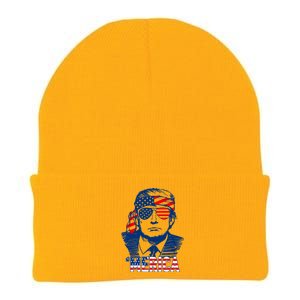 Trump Merica Donald Trump Funny 4th Of July Pro Trump Knit Cap Winter Beanie