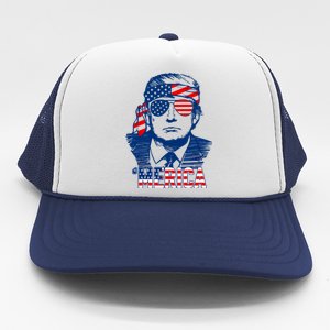 Trump Merica Donald Trump Funny 4th Of July Pro Trump Trucker Hat