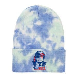 Trump Merica Donald Trump Funny 4th Of July Pro Trump Tie Dye 12in Knit Beanie