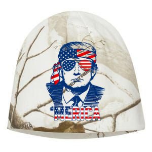 Trump Merica Donald Trump Funny 4th Of July Pro Trump Kati - Camo Knit Beanie