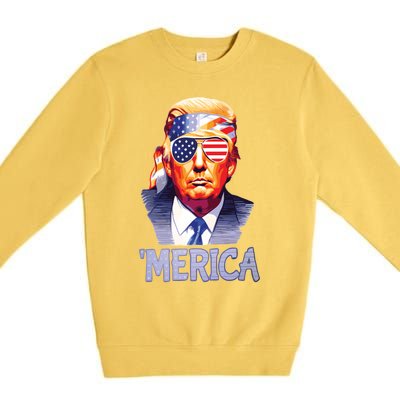 Trump Merica Donald Trump Funny 4th Of July Merica Premium Crewneck Sweatshirt