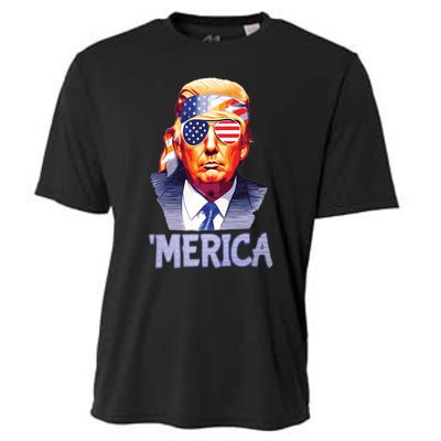 Trump Merica Donald Trump Funny 4th Of July Merica Cooling Performance Crew T-Shirt