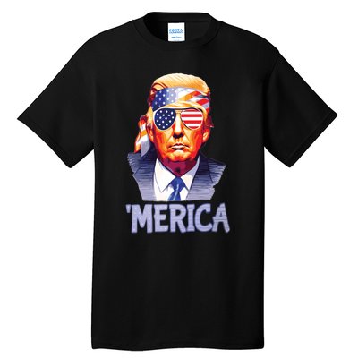 Trump Merica Donald Trump Funny 4th Of July Merica Tall T-Shirt