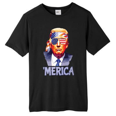 Trump Merica Donald Trump Funny 4th Of July Merica Tall Fusion ChromaSoft Performance T-Shirt