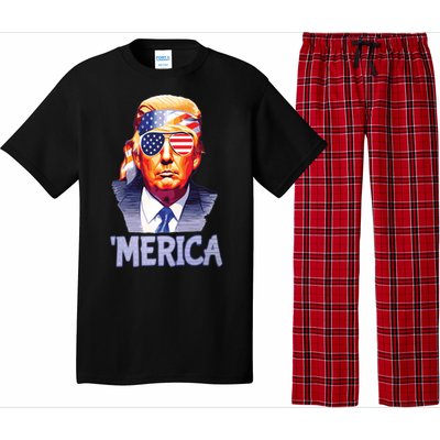 Trump Merica Donald Trump Funny 4th Of July Merica Pajama Set