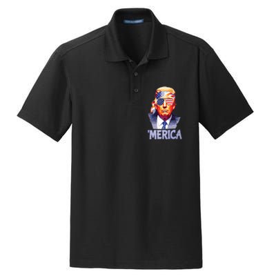 Trump Merica Donald Trump Funny 4th Of July Merica Dry Zone Grid Polo