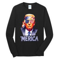 Trump Merica Donald Trump Funny 4th Of July Merica Tall Long Sleeve T-Shirt