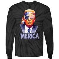 Trump Merica Donald Trump Funny 4th Of July Merica Tie-Dye Long Sleeve Shirt